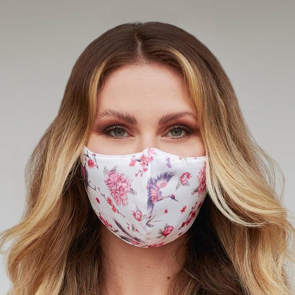 Pink Birds Face Mask - Purple Trendz