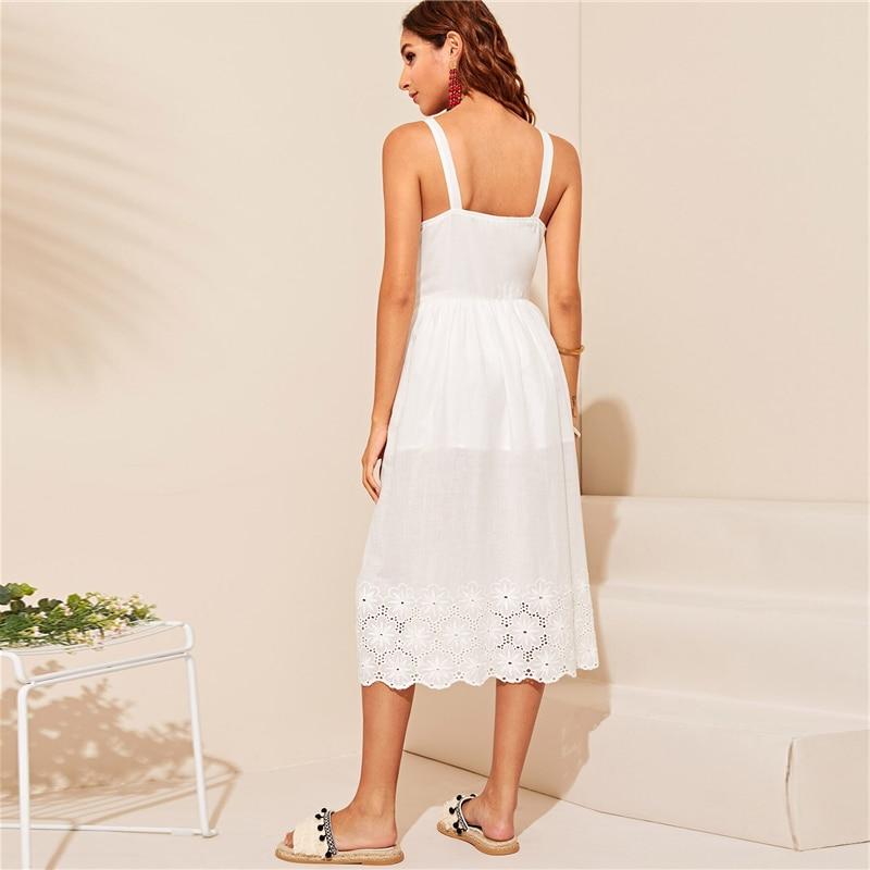 White Embroidered Eyelet Hem Dress - Purple Trendz